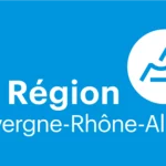 la region auvergne rhone alpes avec son logo montagne stylis